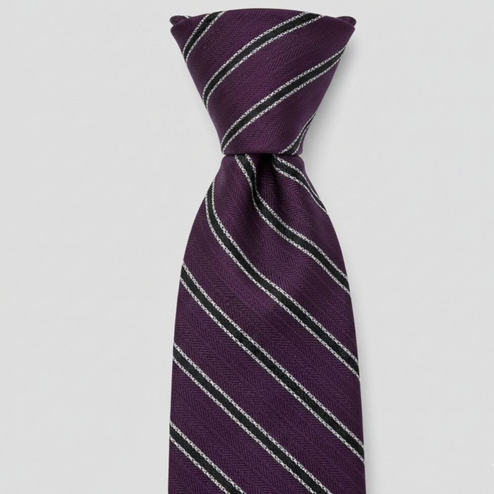 BANANA REPUBLIC Mens Burgundy Herringbone Stripe Silk Neck Tie Luxury NWT